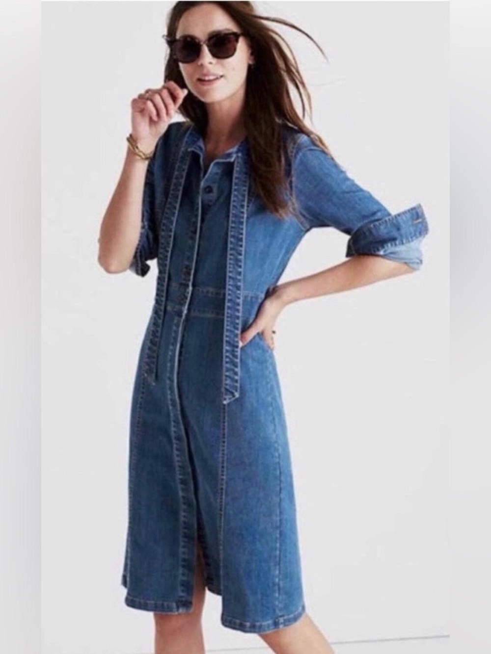 Madewell Denim Tie Neck Shirtdress or similar tie-neck denim designs Size 8